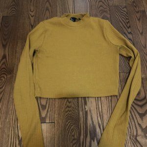 Yeloow mock neck crop top